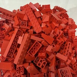 LEGO Red Bricks Plates & More Bulk Lot – 2lb 1.7oz Bag Sorted by Color
